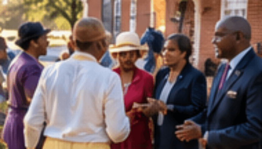 Church community gathering outdoors